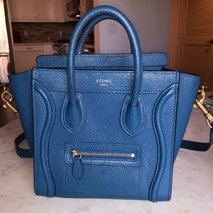 Celine Nano Royal Blue Luggage Tote Bag